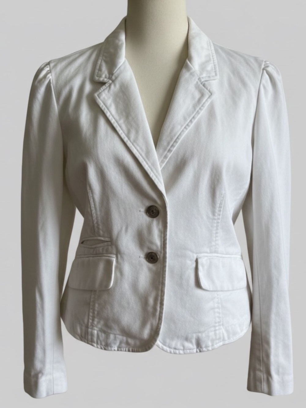 TOMMY HILFIGER vintage petite white denim blazer jacket size LARGE